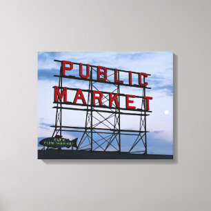 USA, Washington, Seattle, Pike Street Market Canvas Print