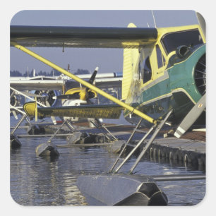 USA, Washington, Seattle, Seaplanes docked on Square Sticker