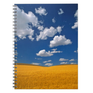 USA, Washington State, Colfax. Ripe barley meets Spiral Notebook