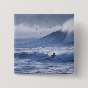 USA, Washington State, La Push. Man kayak 15 Cm Square Badge