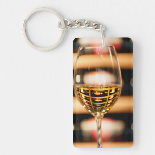 USA, Washington, Walla Walla. Wine Glass Key Ring