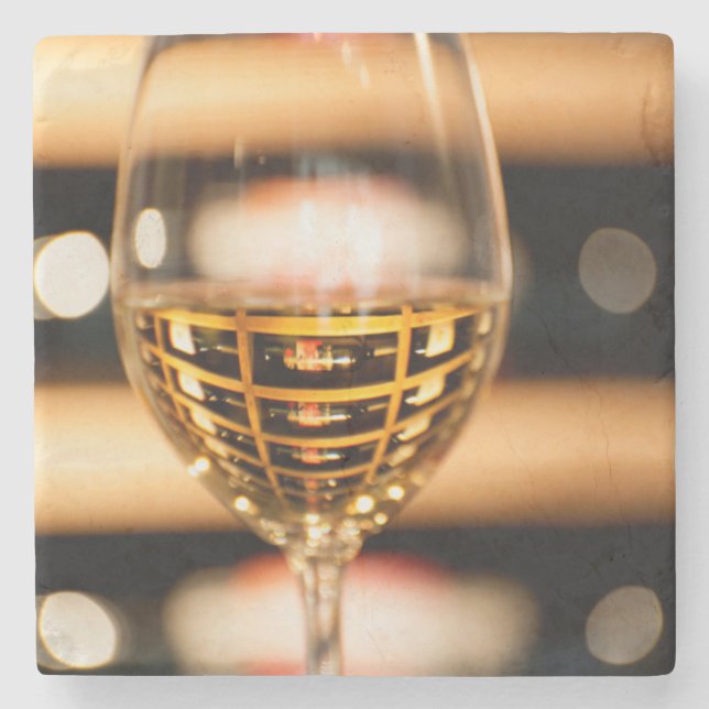 USA, Washington, Walla Walla. Wine Glass Stone Coaster (Front)