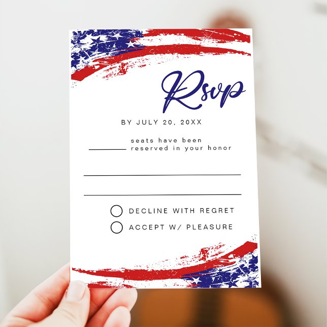 USA Watercolor American Flag Party RSVP Postcard (Creator Uploaded)