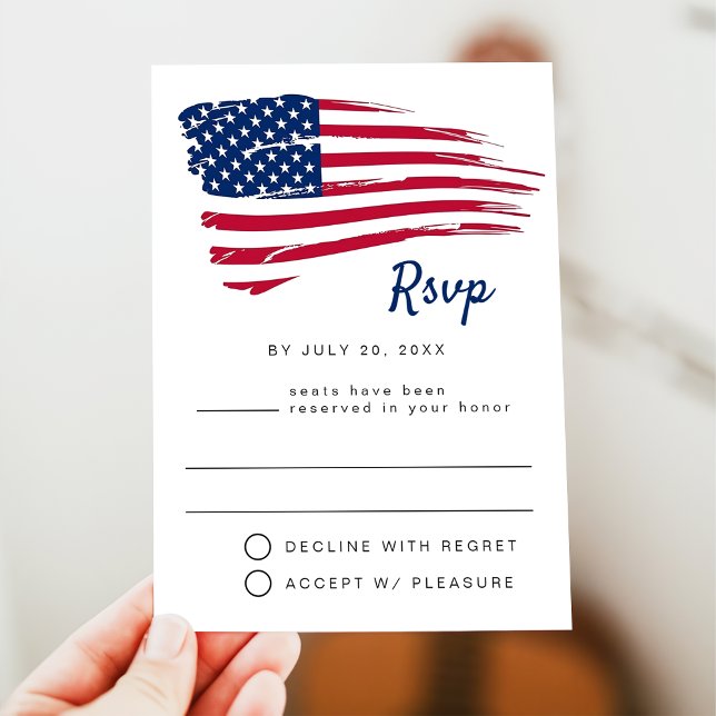 USA Watercolor American Flag Party RSVP Postcard (Creator Uploaded)