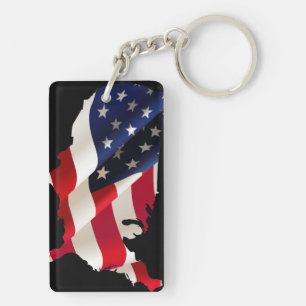 Usa wave flag key ring