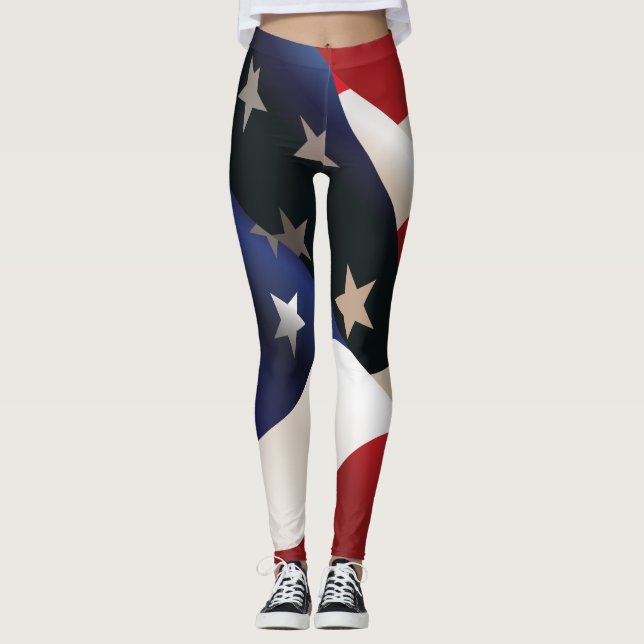 USA Waving Flag Leggings (Front)