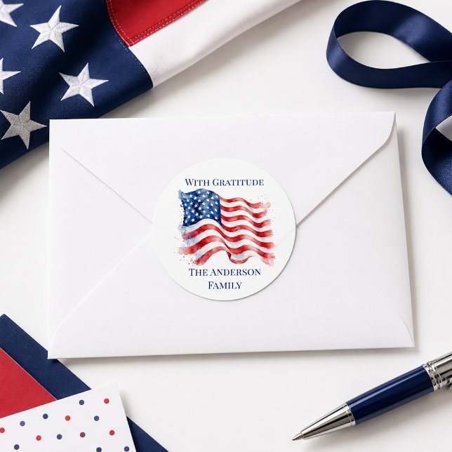 USA Wavy Flag Thank You Sticker (Creator Uploaded)