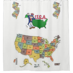 USA white map showercurtain globe Shower Curtain