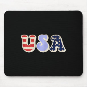 Usa With American Flag For Teen Girls Women Adult Mouse Pad