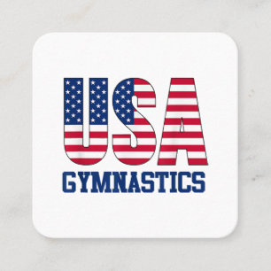USA with American Flag Gymnastics Sports Square Business Card