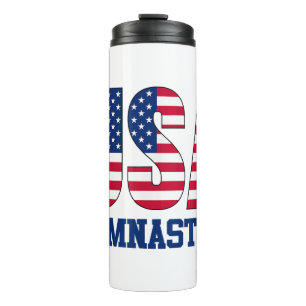 USA with American Flag Gymnastics Sports Thermal Tumbler