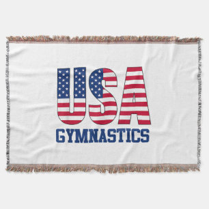 USA with American Flag Gymnastics Sports Throw Blanket