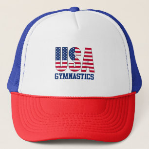 USA with American Flag Gymnastics Sports Trucker Hat