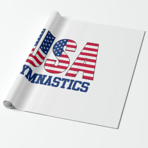 USA with American Flag Gymnastics Sports Wrapping Paper