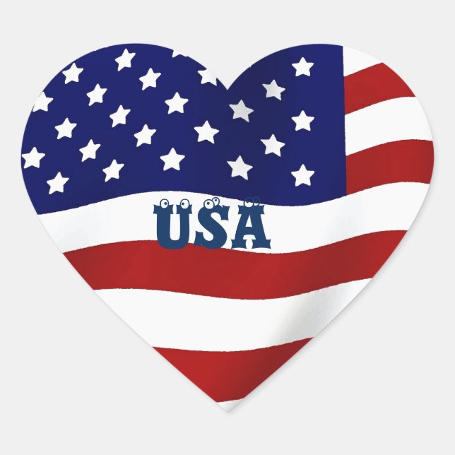 USA-With Love_ Heart Sticker (Front)