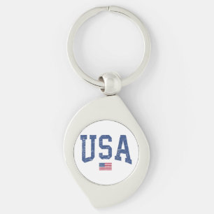USA Women Men Kids Patriotic American Flag Distres Key Ring