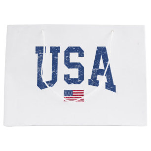 USA Women Men Kids Patriotic American Flag Distres Large Gift Bag