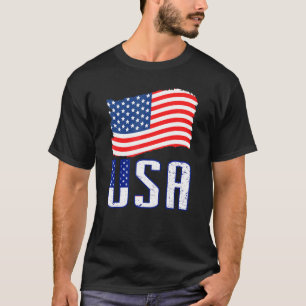 Usa Women Men Kids Patriotic American Flag July 4 T-Shirt