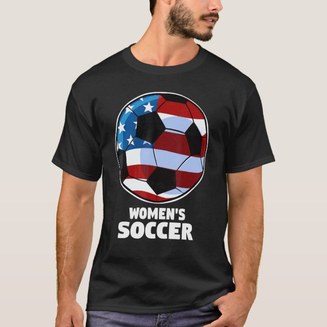 Usa Womens Futbol Soccer Ball American Flag T-Shirt (Front)