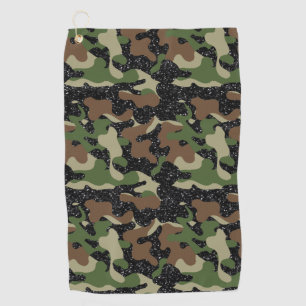 USA Woodland Camo Army Olive Brown Black Sparkle Golf Towel