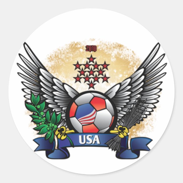 USA World Cup Soccer Classic Round Sticker (Front)