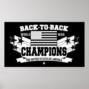 USA World War Champions Black & White Poster