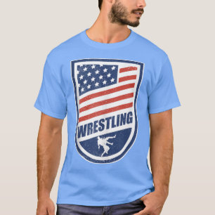 Usa Wrestling American Flag Patriotic Wrestler  T-Shirt