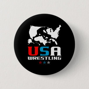 Usa Wrestling Independence Day American Flag Wrest 6 Cm Round Badge