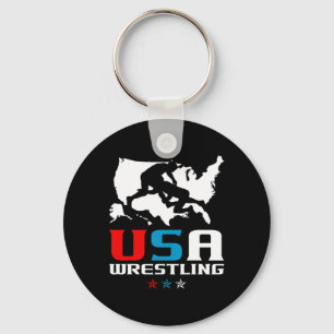 Usa Wrestling Independence Day American Flag Wrest Key Ring
