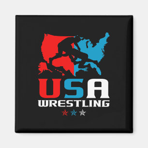 Usa Wrestling Independence Day American Flag Wrest Magnet