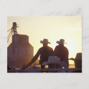 USA, Wyoming, Pine Bluffs. Two men shake Postcard