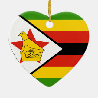 USA & Zimbabwe Flag Heart Ornament