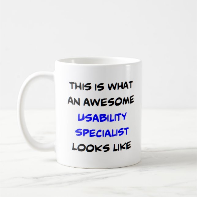 usability specialist, awesome coffee mug (Left)