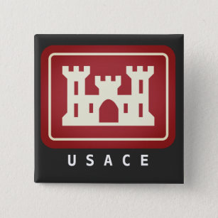 USACE Logo & Text 15 Cm Square Badge