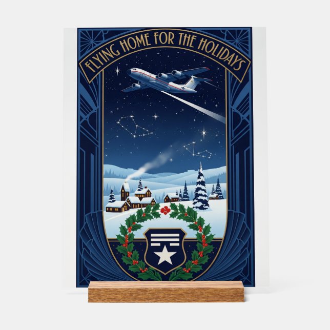 USAF Art Deco Christmas Edition Acrylic Sign (Front)