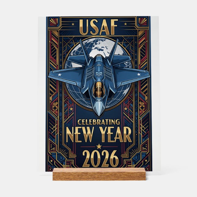 USAF Art Deco New Year Edition Acrylic Sign (Front)