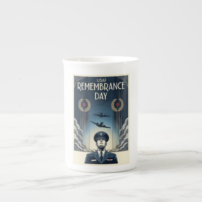 USAF Art Deco Remembrance Day Edition Bone China Mug (Front)