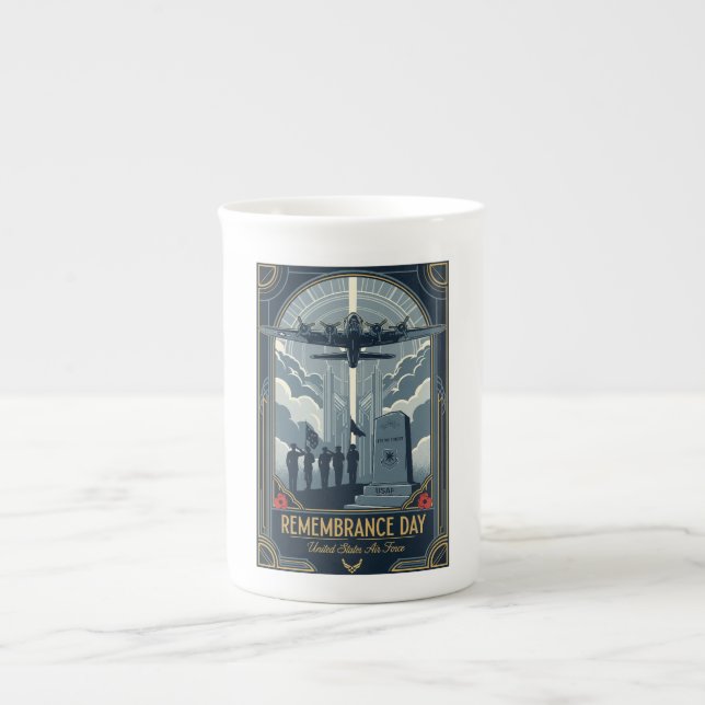 USAF Art Deco Remembrance Day Edition Bone China Mug (Front)