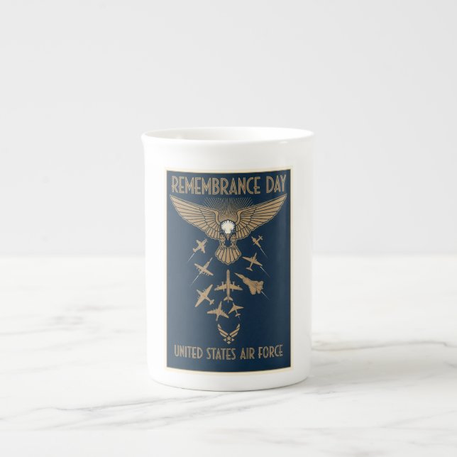 USAF Art Deco Remembrance Day Edition Bone China Mug (Front)