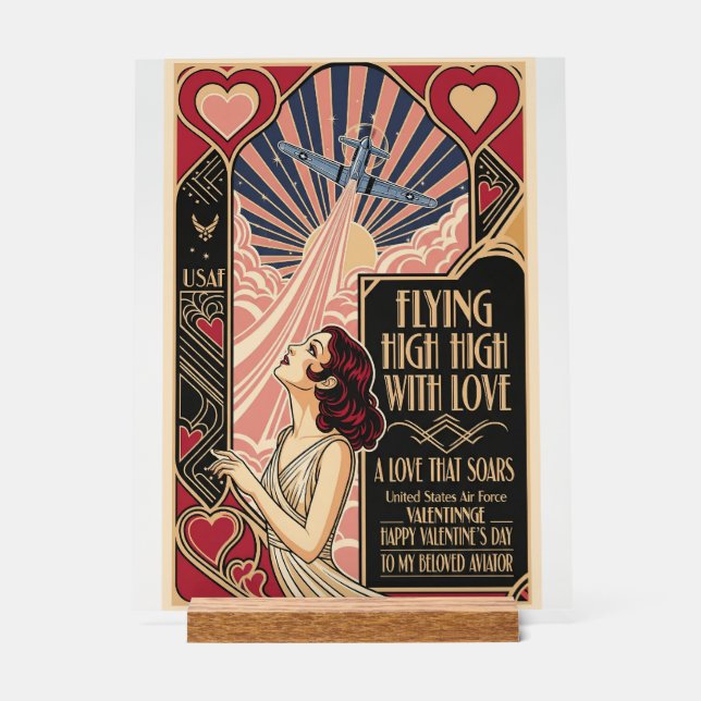USAF Art Deco Valentine Edition Acrylic Sign (Front)
