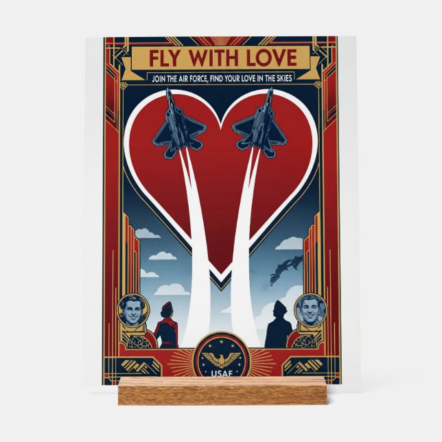 USAF Art Deco Valentine Edition Acrylic Sign (Front)
