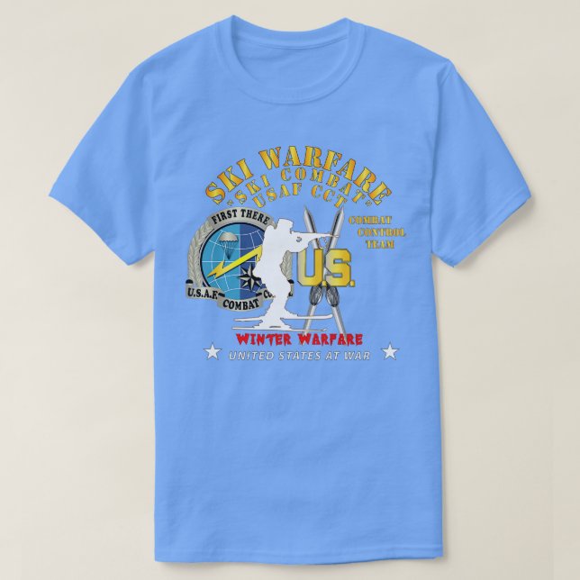 USAF Combat Contol Team Ski Warfare Ski Combat Win T-Shirt (Design Front)