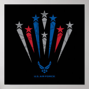 USAF   Red, Gray & Blue Stars Poster
