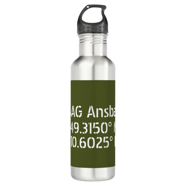 USAG Ansbach Latitude Longitude  710 Ml Water Bottle (Front)