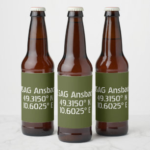 USAG Ansbach Latitude Longitude  Beer Bottle Label