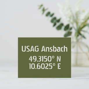 USAG Ansbach Latitude Longitude Postcard