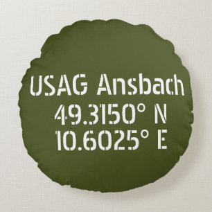 USAG Ansbach Latitude Longitude  Round Cushion