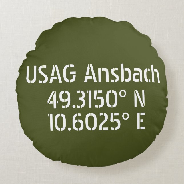 USAG Ansbach Latitude Longitude  Round Cushion (Front)