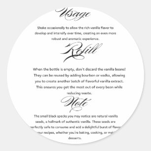 Usage Homemade Vanilla Extract Instructions Classic Round Sticker