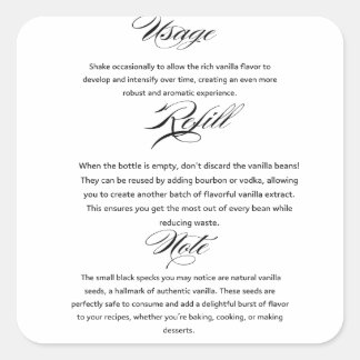 Usage Homemade Vanilla Extract Instructions Square Sticker